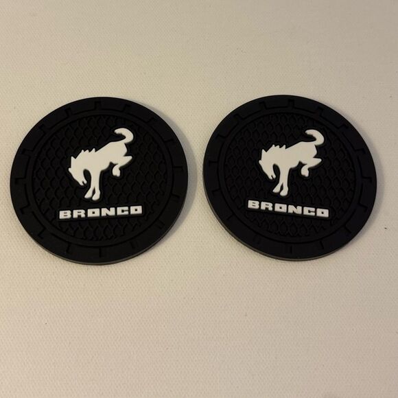 Bronco Car Cup Coasters in Black Set of 2 NWT - Picture 1 of 4